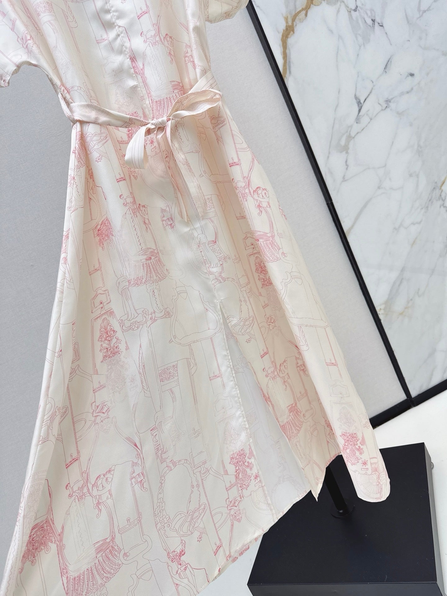 HERMES 26S PRINTED SILK DRESS 776