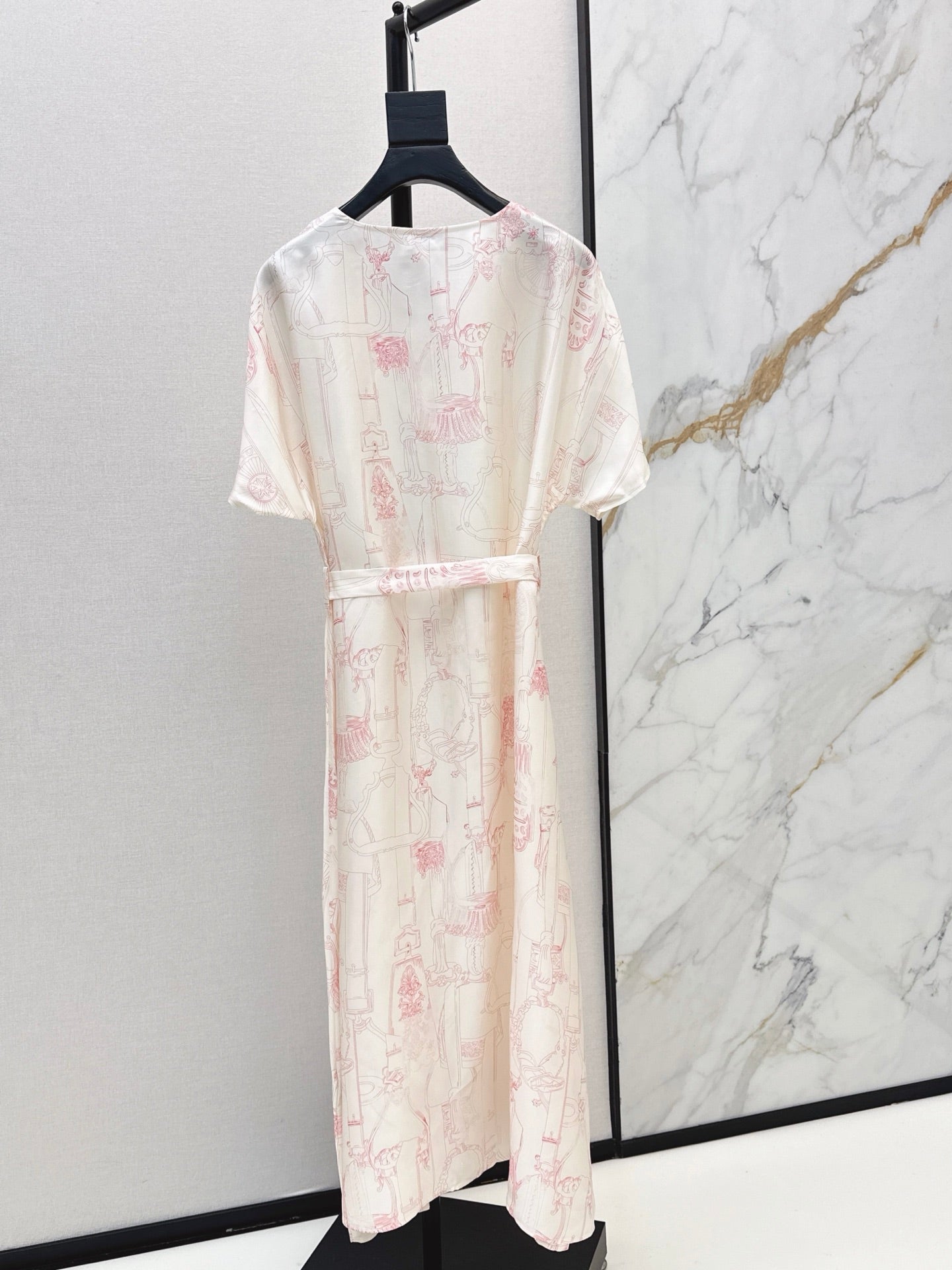 HERMES 26S PRINTED SILK DRESS 776