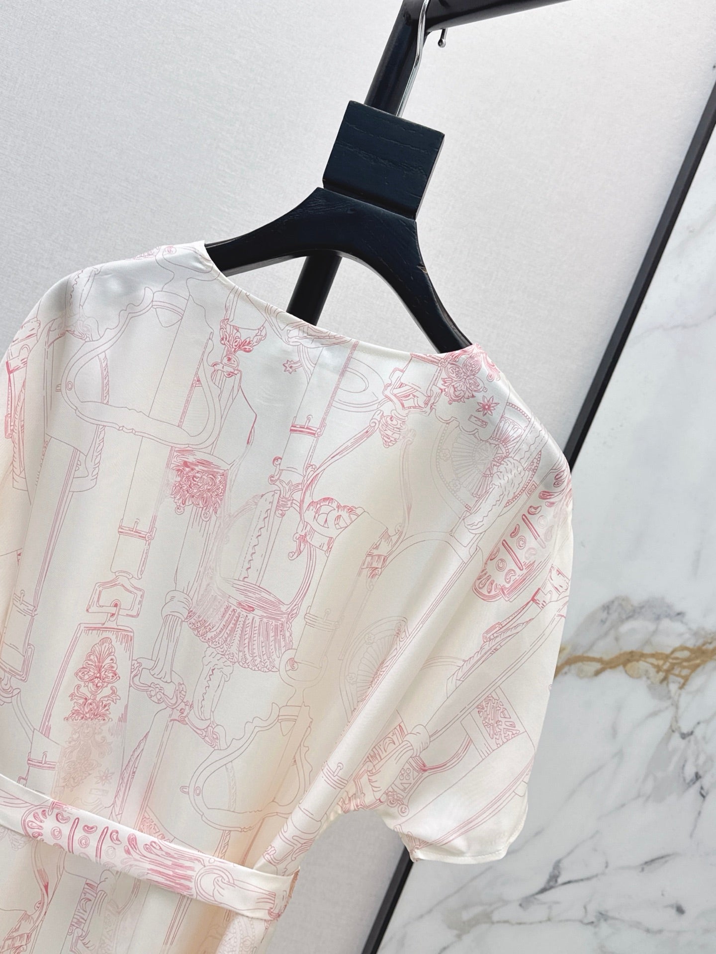 HERMES 26S PRINTED SILK DRESS 776