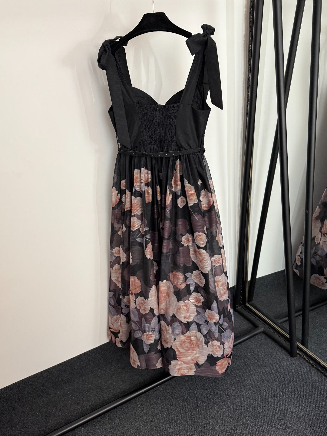 ZIMMERMANN 26S BOW-STRAP FLORAL MIDI DRESS 240