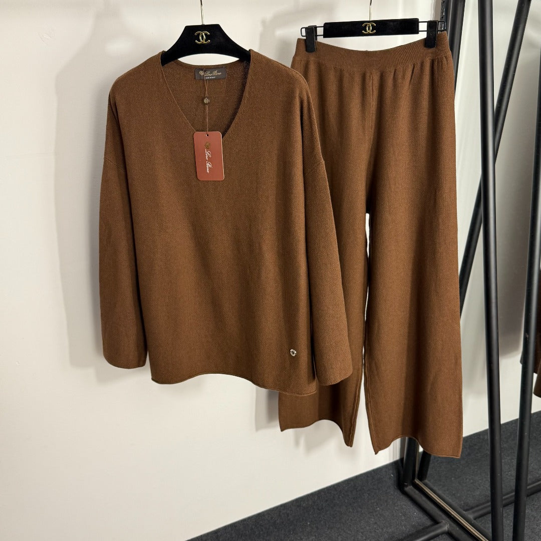 LORO PIANA 26S V-NECK KNIT PANTS SET 961