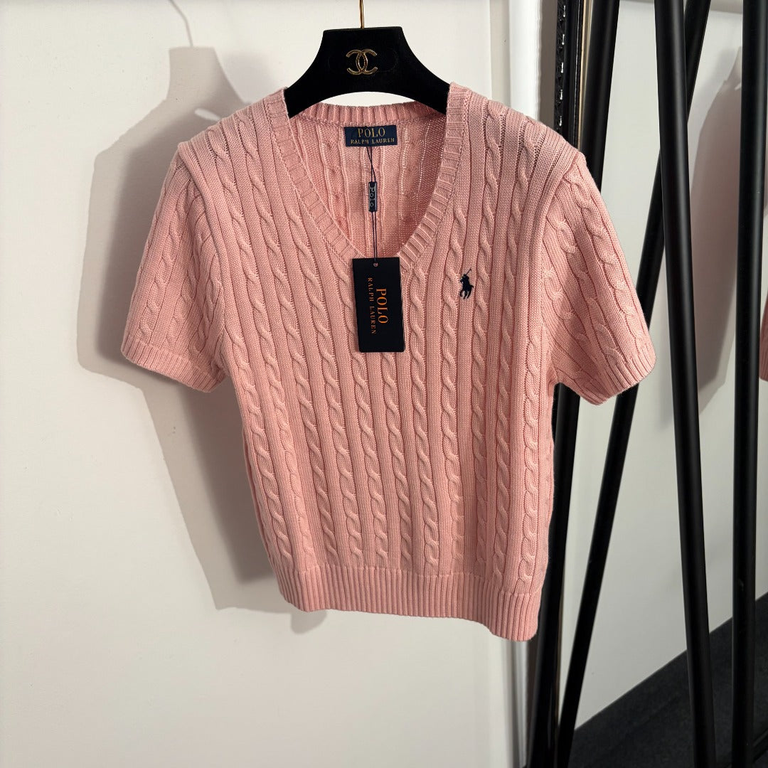 RALPH LAUREN 26S SHORT SLEEVE V-NECK KNIT TOP 324