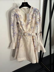 ZIMMERMANN 26S BELTED V-NECK MINI DRESS 270