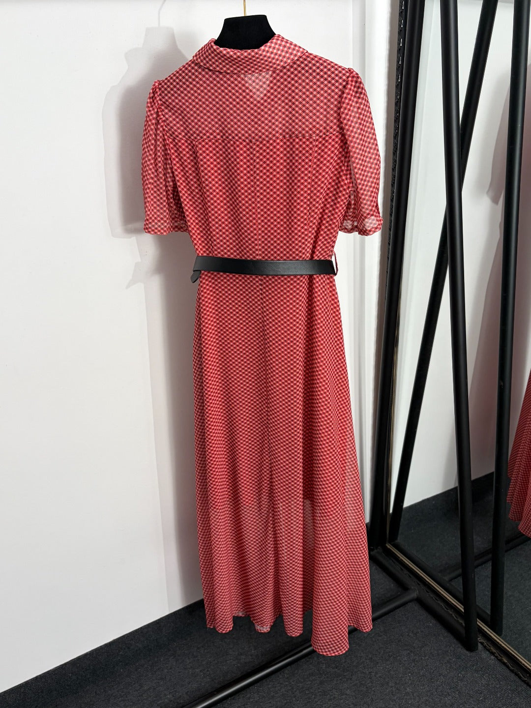 VALENTINO 26S SHORT-SLEEVE CHECKED SHIRT DRESS 462
