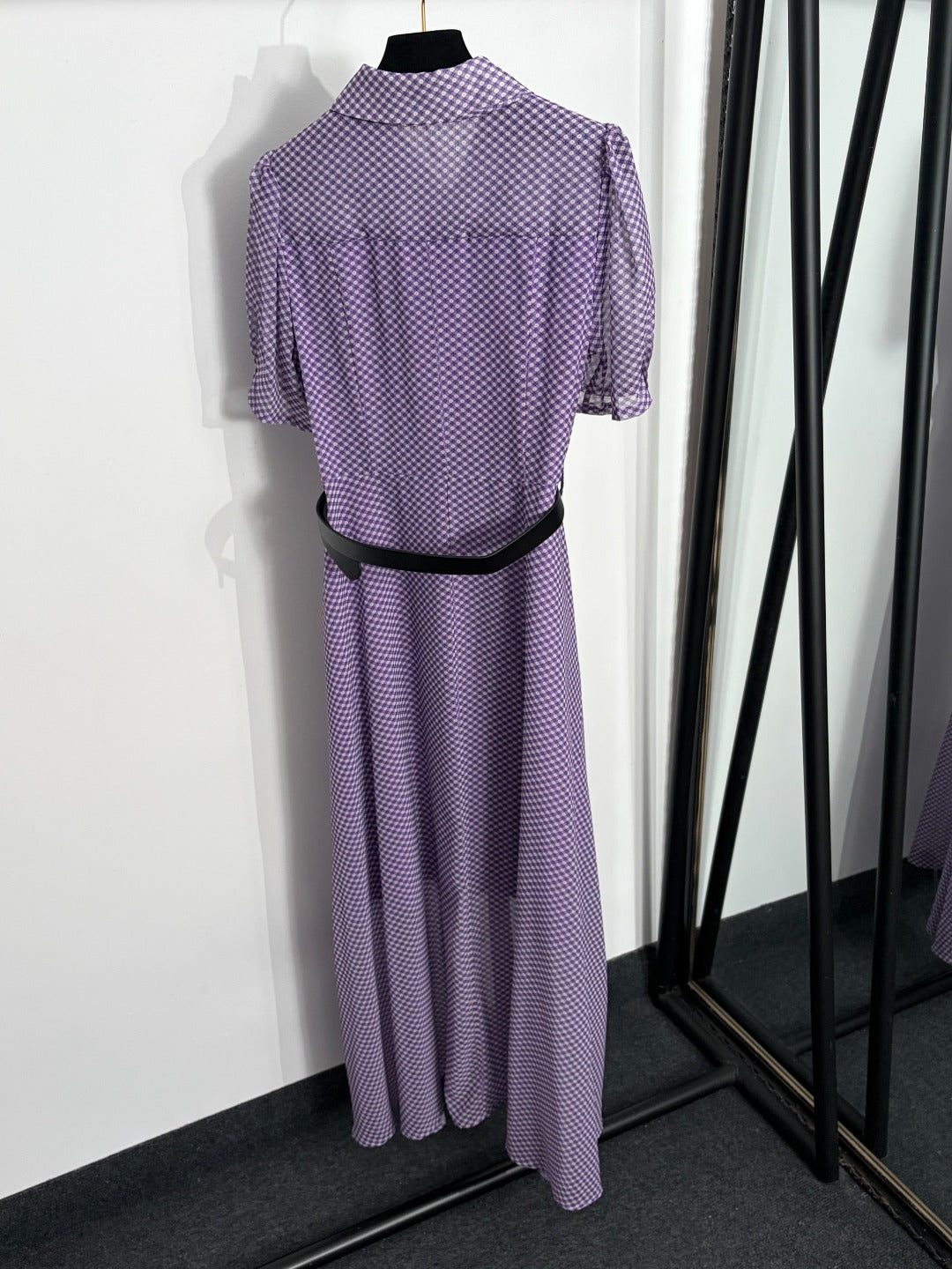 VALENTINO 26S SHORT-SLEEVE CHECKED SHIRT DRESS 464