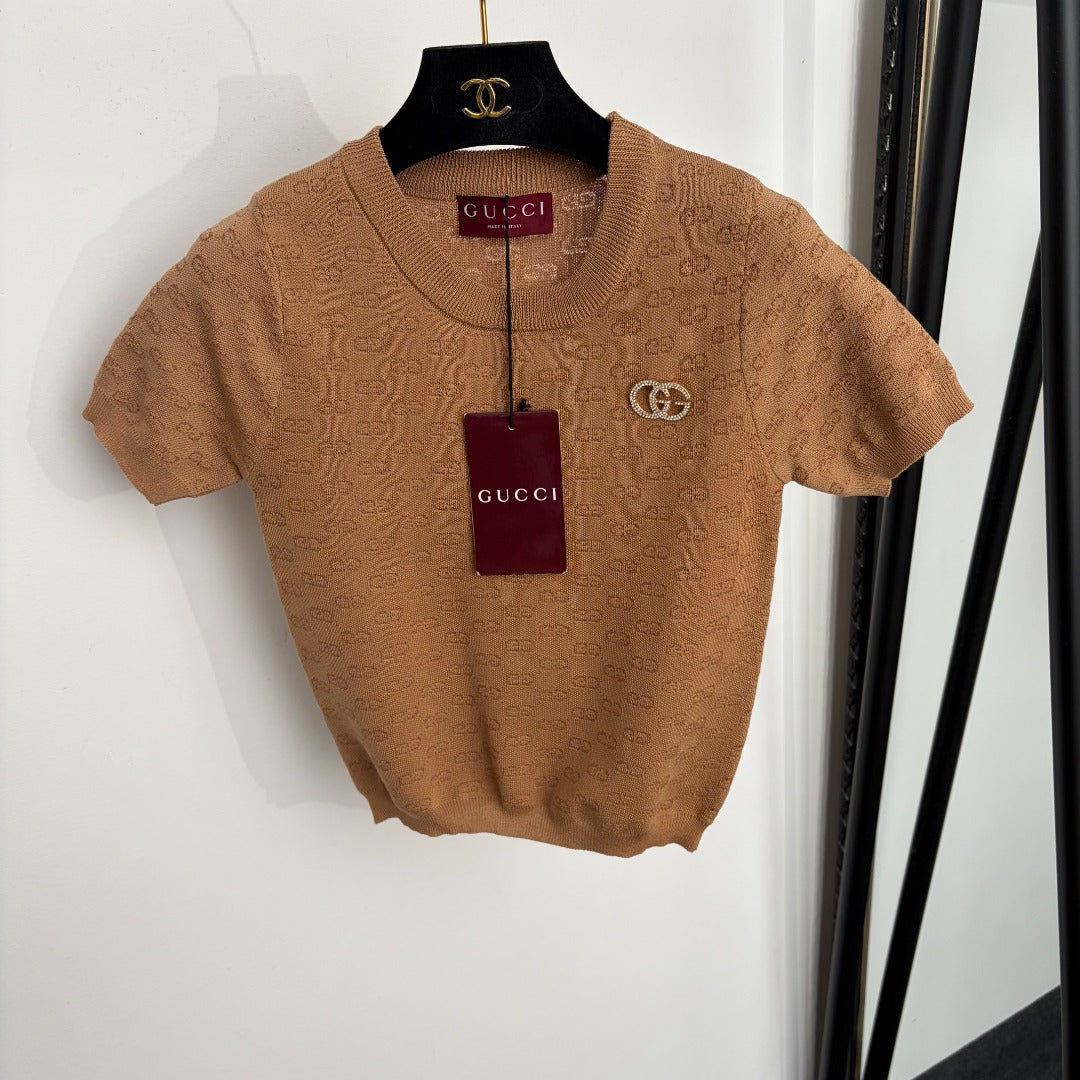 GUCCI 26S SHORT-SLEEVE KNIT TOP 404