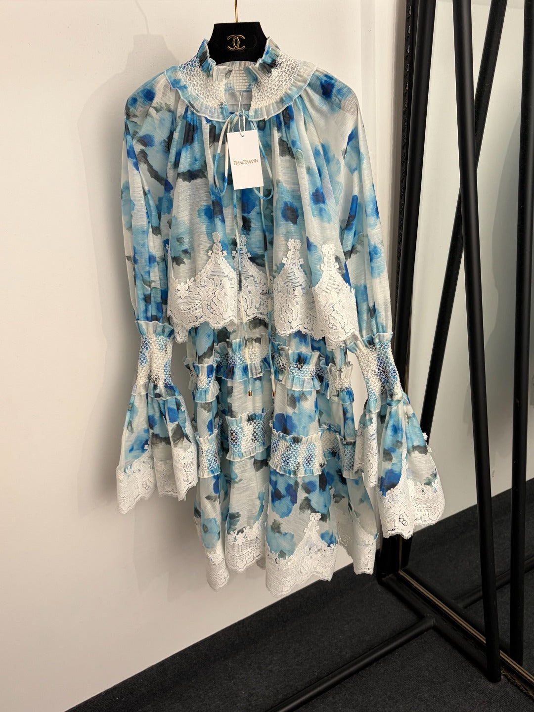 ZIMMERMANN 26S LACE-TRIM SMOCKED MINI DRESS 268