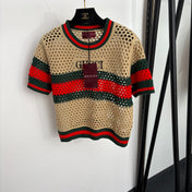 GUCCI 26S SHORT-SLEEVE OPEN-KNIT SWEATER 386