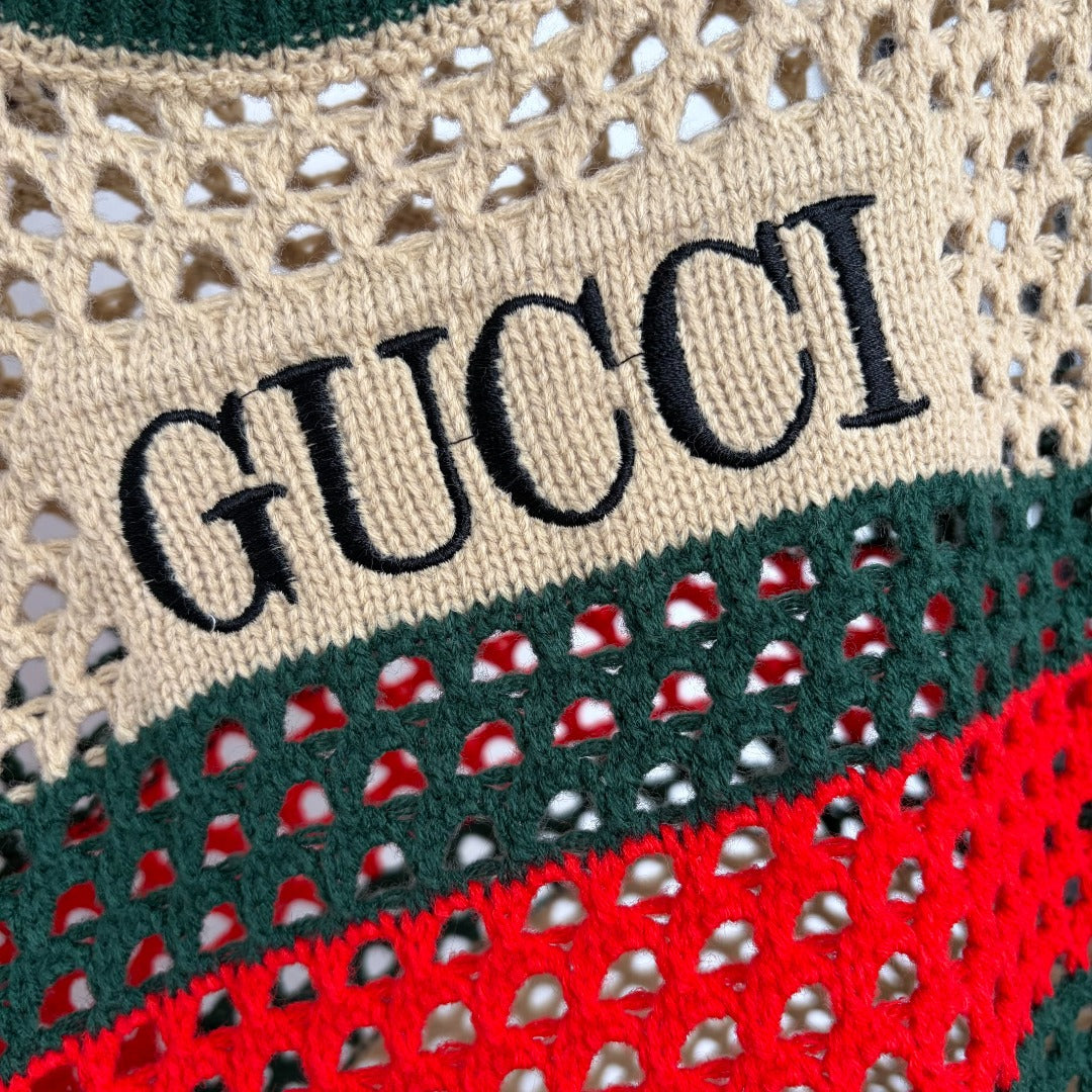 GUCCI 26S SHORT-SLEEVE OPEN-KNIT SWEATER 386