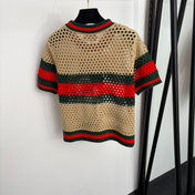 GUCCI 26S SHORT-SLEEVE OPEN-KNIT SWEATER 386