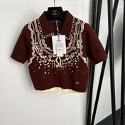 CHANEL 26S SHORT-SLEEVE POLO KNIT TOP 1365