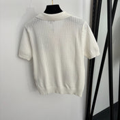 CHANEL 26S SHORT-SLEEVE POLO KNIT TOP 1364