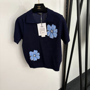 CHANEL 26S SHORT-SLEEVE POLO KNIT TOP 1363