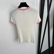 CHANEL 26S CONTRAST TRIM RIBBED KNIT TOP 1350