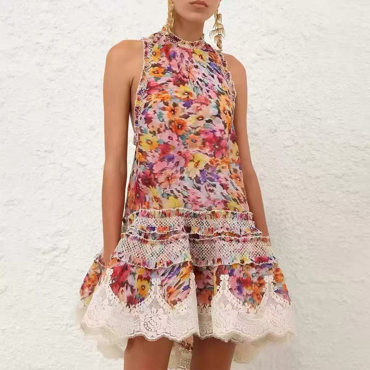 ZIMMERMANN 26S HIGH-NECK FLORAL MINI DRESS 285