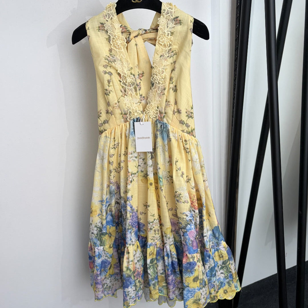 ZIMMERMANN 26S LACE-TRIM FLORAL MINI DRESS 286