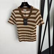 YSL 26S SHORT-SLEEVE V-NECK KNIT TOP 501