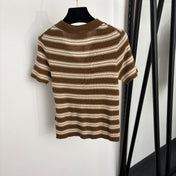 YSL 26S SHORT-SLEEVE V-NECK KNIT TOP 501