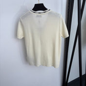 YSL 26S SHORT-SLEEVE V-NECK KNIT TOP 499