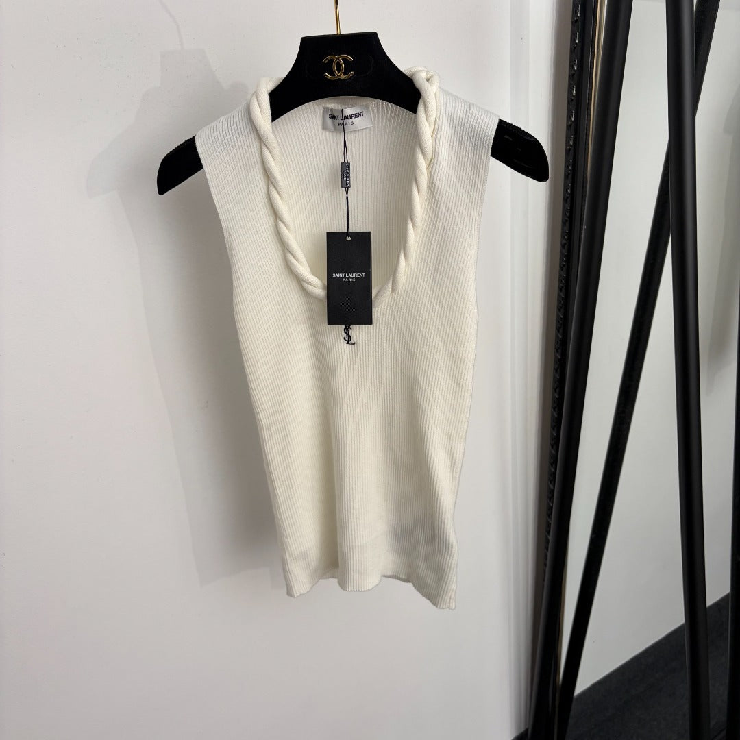 YSL 26S SLEEVELESS DRAPED NECK KNIT TOP 490