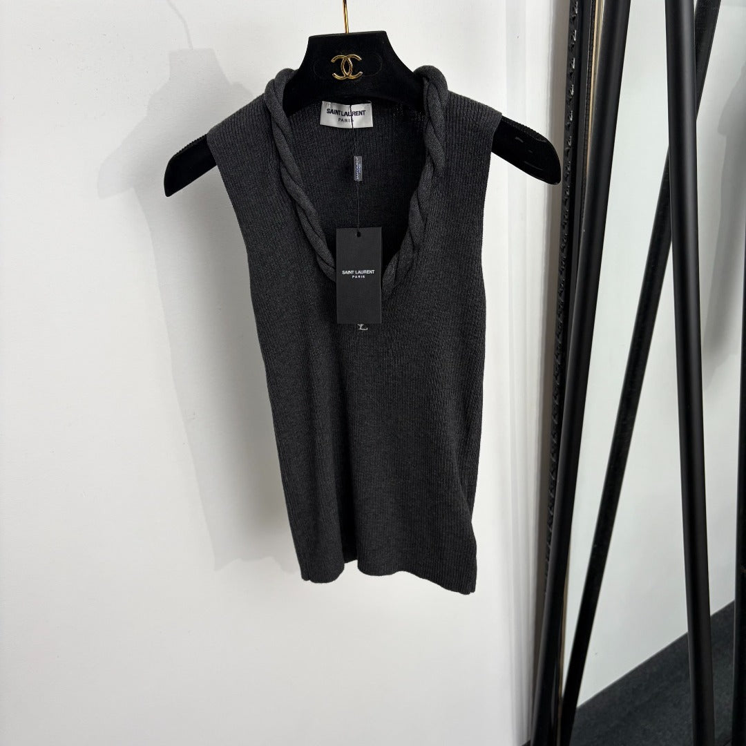 YSL 26S SLEEVELESS DRAPED NECK KNIT TOP 489