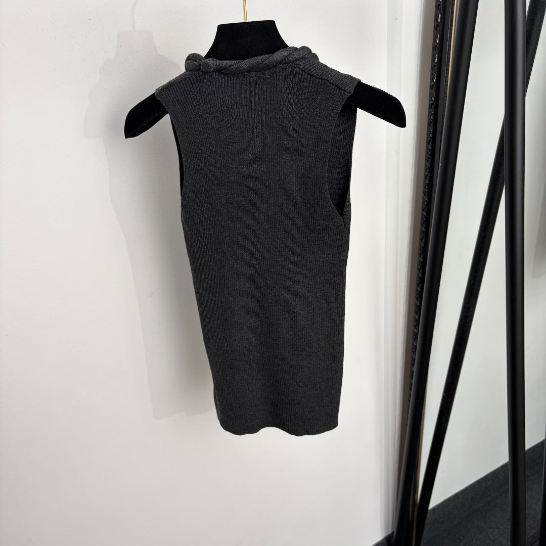YSL 26S SLEEVELESS DRAPED NECK KNIT TOP 489