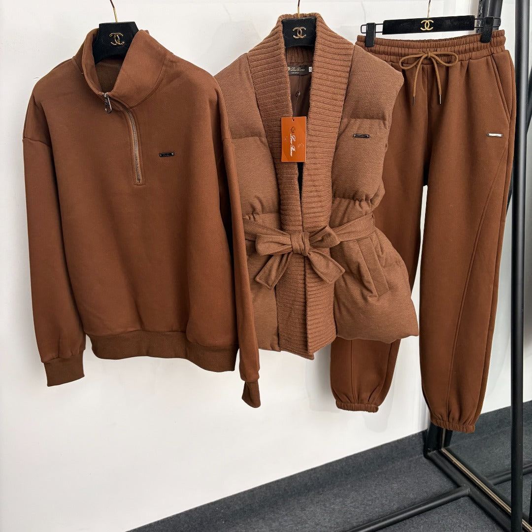 LORO PIANA 26S THREE-PIECE BELTED VEST TRACKSUIT 985