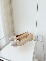 BALLET FLAT IN DOVE GRAY MIX PALE YELLOW SUEDE