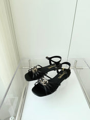 FLAT SANDALS 1 CM IN BLACK LAMBSKIN