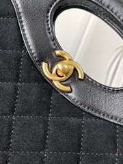 CHANEL 25S SHOPPING BAG 23 CM IN BLACK SUEDE AND LAMBSKIN WITH GOLD HARDWARE