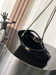CHANEL 25S SHOPPING BAG 23 CM IN BLACK SUEDE AND LAMBSKIN WITH GOLD HARDWARE