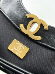 CHANEL 25S SHOPPING BAG 23 CM IN BLACK SUEDE AND LAMBSKIN WITH GOLD HARDWARE