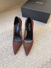 NORMA PUMPS IN CHESTNUT MESH ATTACHED CRYSTALS
