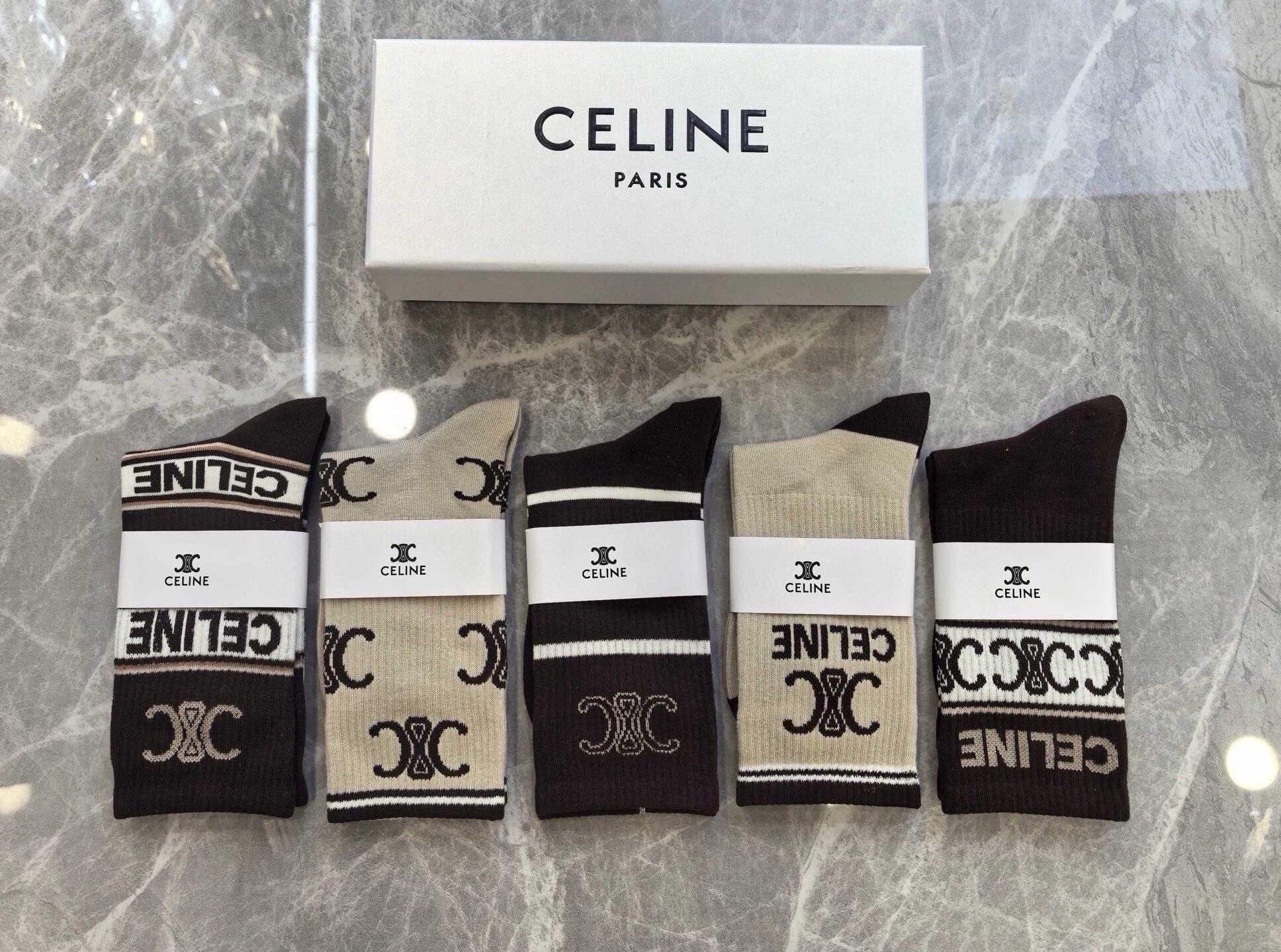 CELINE 26S CREW SOCKS 375609 (1 BOX)