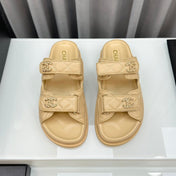 dad sandals beige lambskin mules