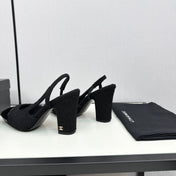 HIGH SLINGBACK BLACK TWEED AND CALFSKIN