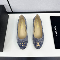 cc ballet flat blue with white stripe denim 166816