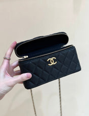 CHANEL 25S VANITY CASE 19 IN BLACK CALFSKIN GOLD HARDWARE
