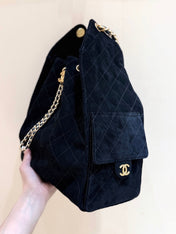 CC 25 HANDBAG 40 IN BLACK SUEDE GOLD HARDWARE