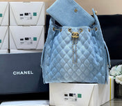 CC 25 HANDBAG 40 IN BLUE DENIM GOLD HARDWARE