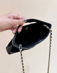 25S CHANEL MINI SHOPPING BAG 20 IN BLACK SUEDE CALFSKIN