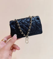 25S CHANEL MINI CF BAG 12 IN BLACK LAMBSKIN HEART MODEL