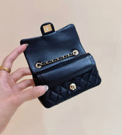 25S CHANEL MINI CF BAG 12 IN BLACK LAMBSKIN HEART MODEL