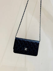 CHANEL 25S MINI FLAP BAG 19 IN BLACK CALFSKIN SLIVER HARDWARE