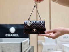 25S CHANEL MINI CF BAG 12 IN DARK BROWN LAMBSKIN HEART MODEL