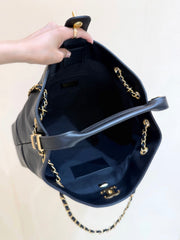 CHANEL 25S LARGE HOBO BAG 36 IN BLACK CALFSKIN GOLD HARDWARE