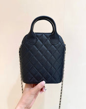 CHANEL 25S CLUTCH WITH CHAIN 18 IN BLACK CALFSKIN GOLD HARDWARE