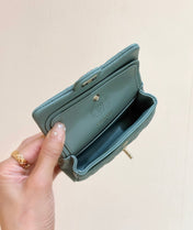 25S CHANEL MINI CF BAG 12 IN MUTED TEAL LAMBSKIN HEART MODEL