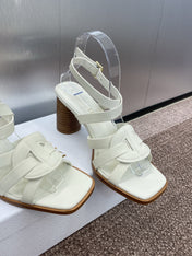 D-CLUB HIGH HEEL SLIDE 25S 80MM IN WHITE CALFSKIN