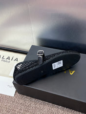 ALAIA MARY JANE FLAT 25S IN BLACK MESH CALFSKIN